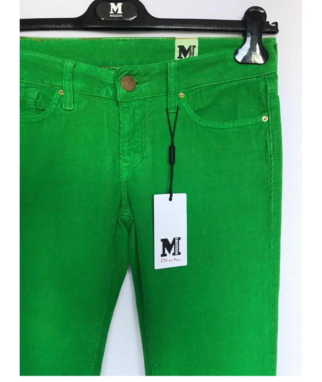 MISSONI HOME Зеленые хлопко-эластановые прямые брюки, фото 5