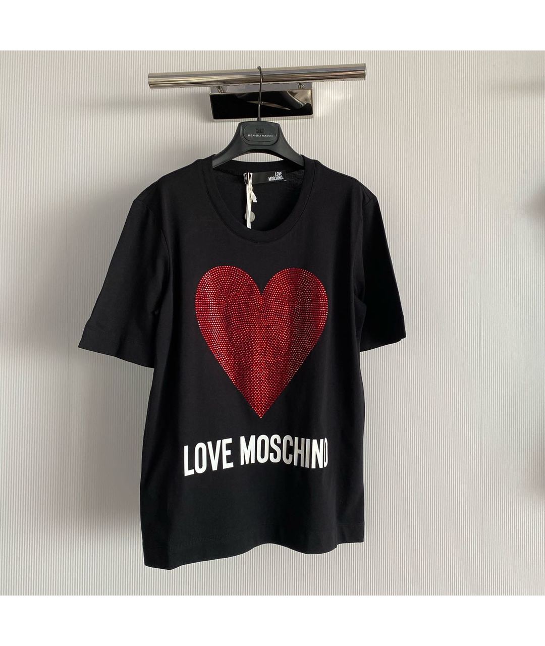 LOVE MOSCHINO Черная хлопковая футболка, фото 2