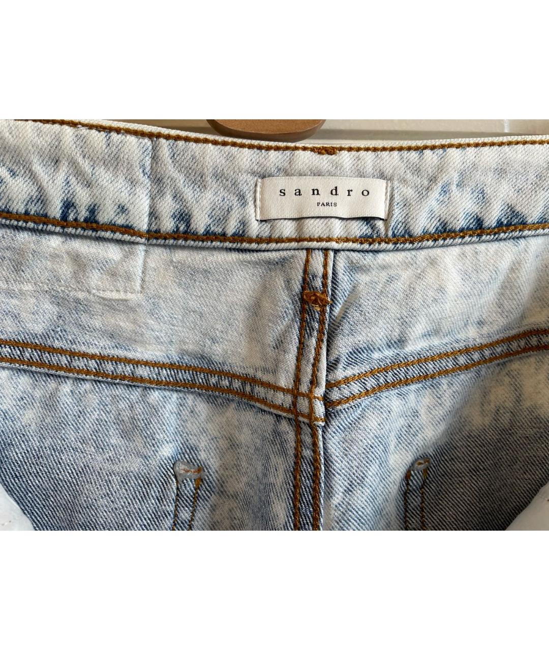 SANDRO Голубые хлопковые прямые джинсы, фото 3