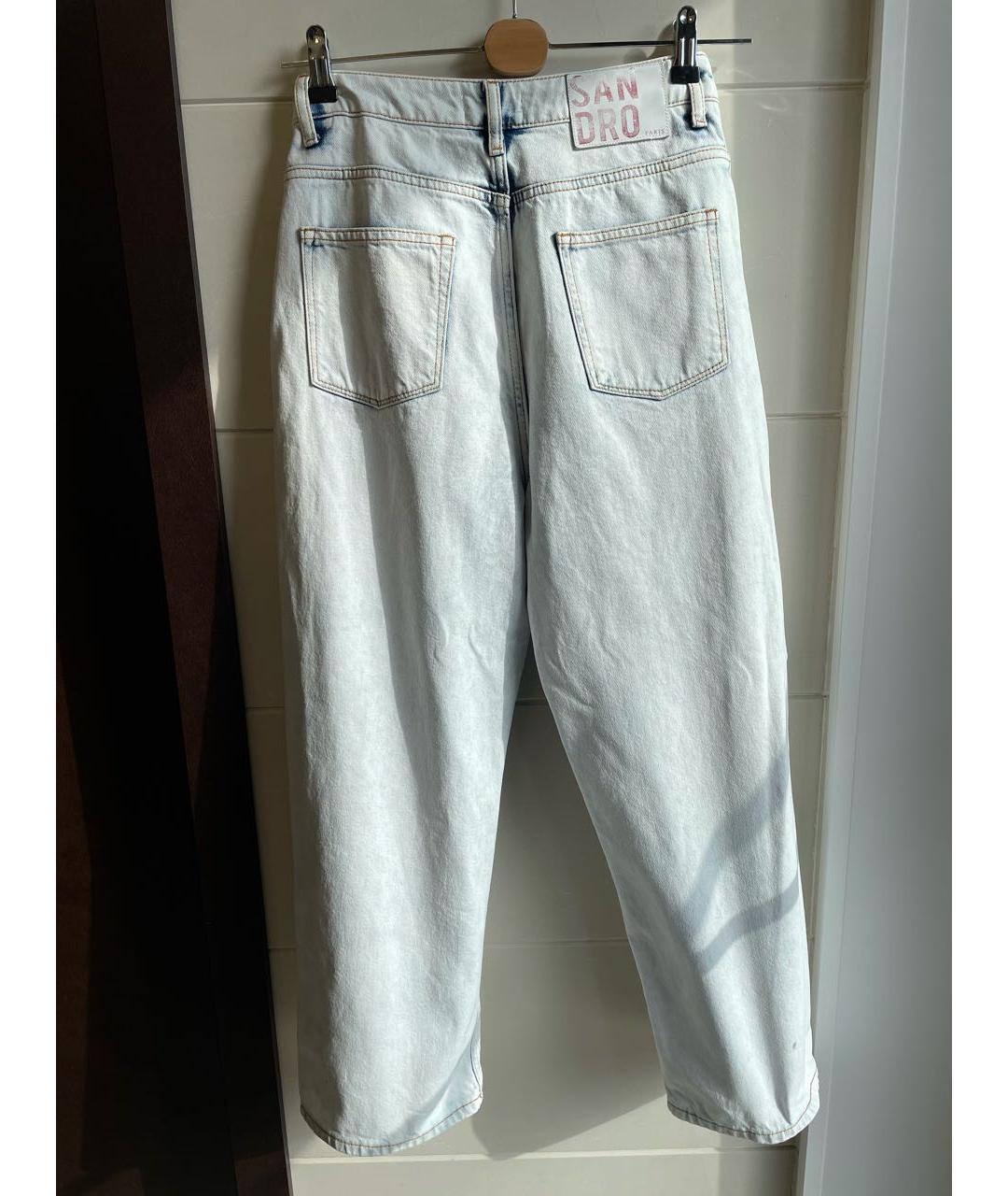 SANDRO Голубые хлопковые прямые джинсы, фото 2
