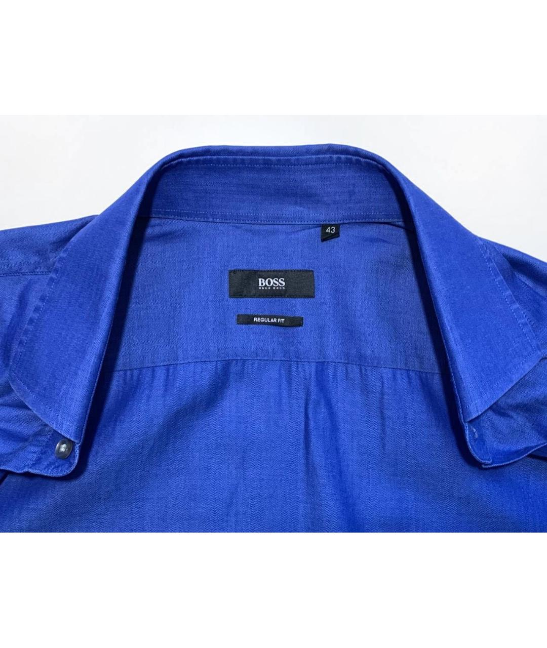 HUGO BOSS Синяя хлопковая классическая рубашка, фото 3