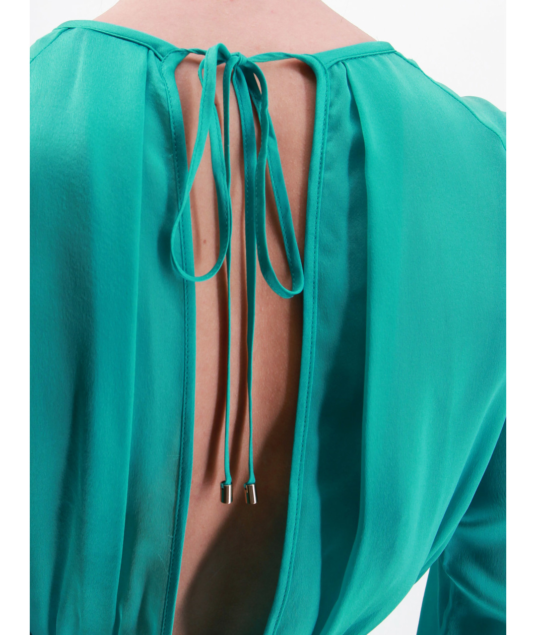 BLUMARINE Бирюзовое шелковое повседневное платье, фото 4