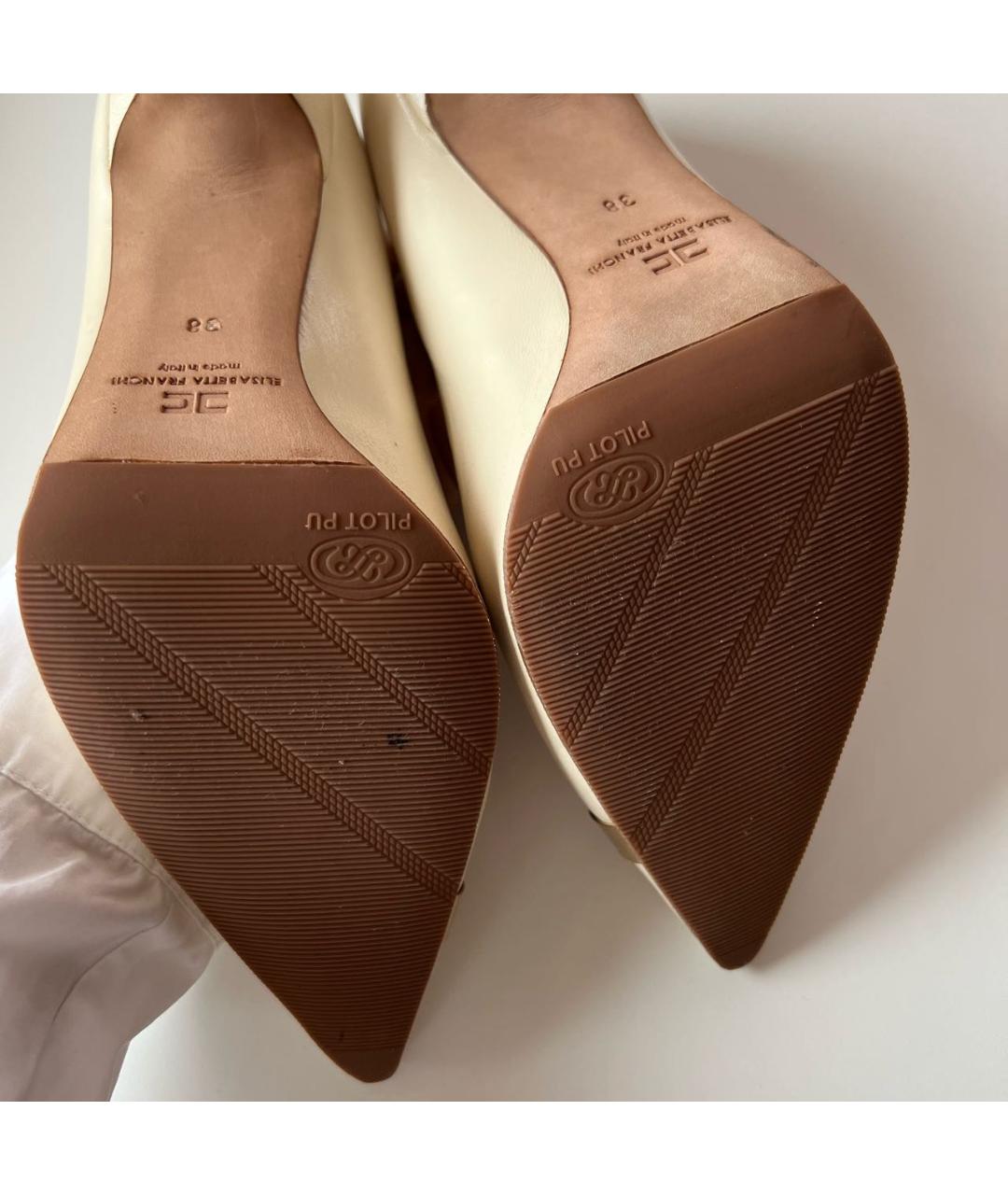 ELISABETTA FRANCHI Бежевые кожаные туфли, фото 6