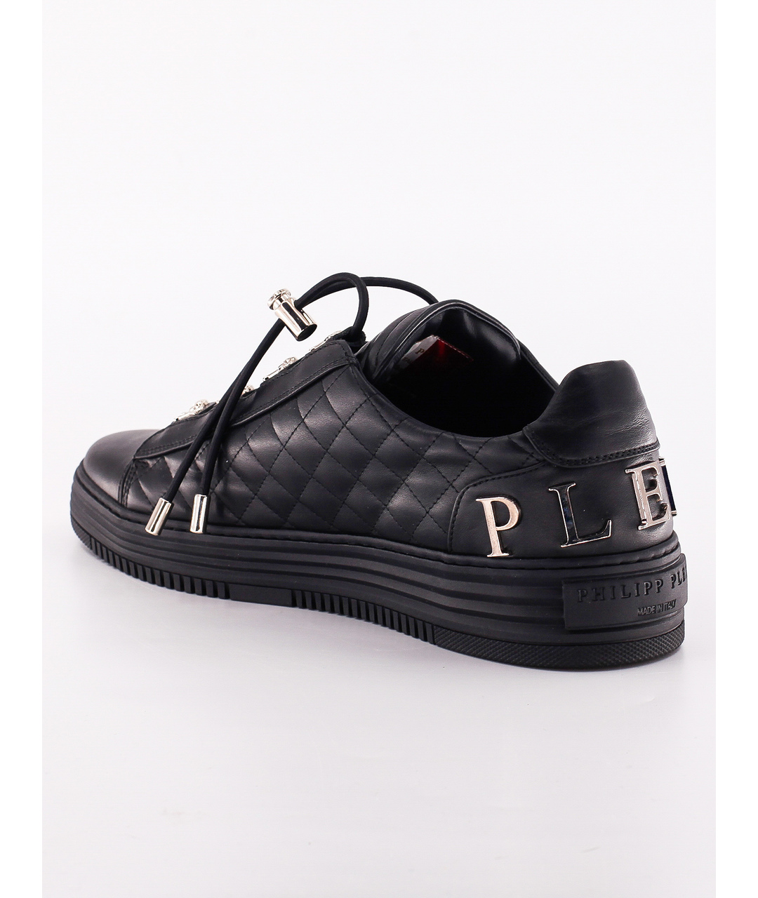 PHILIPP PLEIN Черные кожаные низкие кроссовки / кеды, фото 3