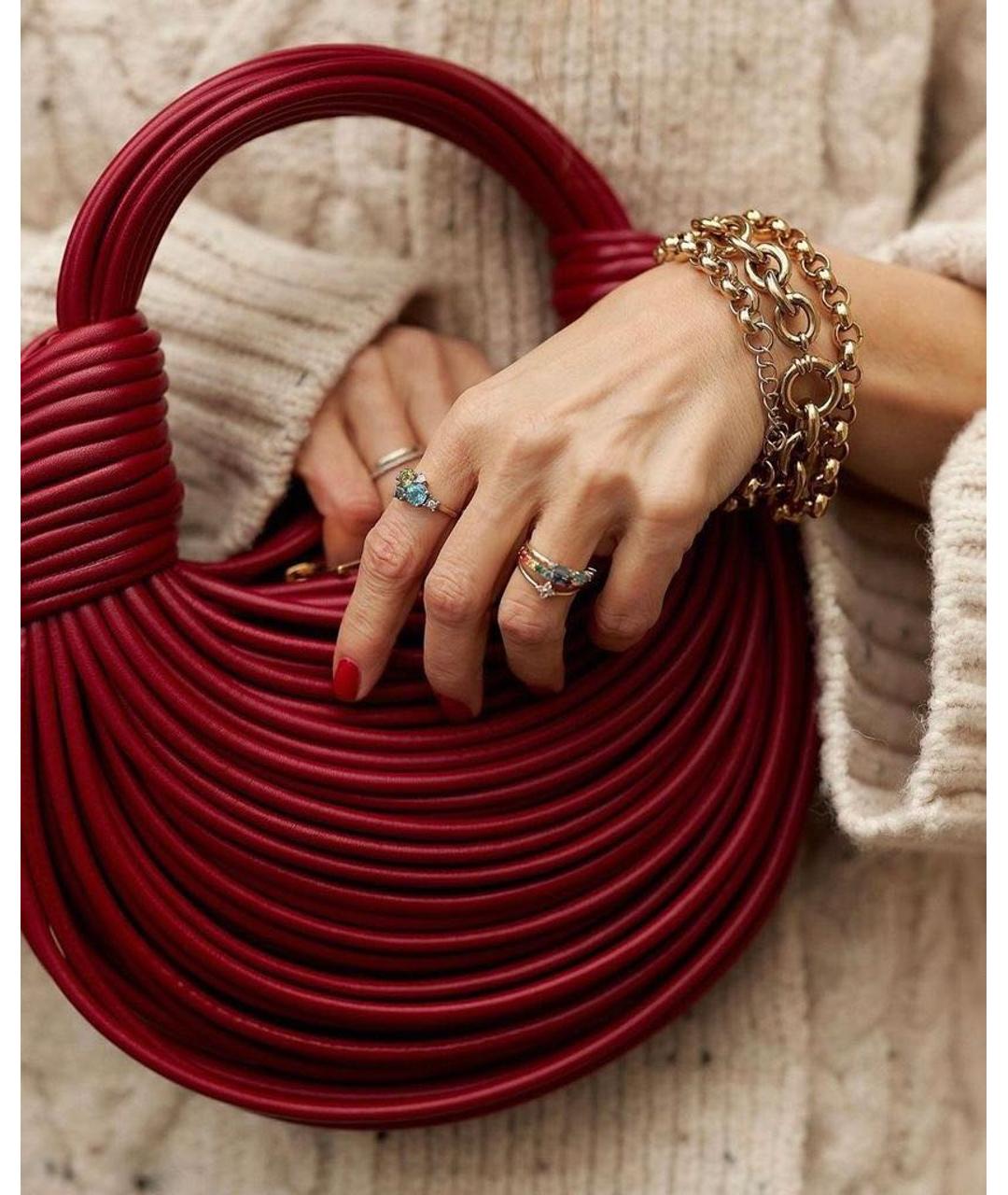 BOTTEGA VENETA Красная кожаная сумка с короткими ручками, фото 5