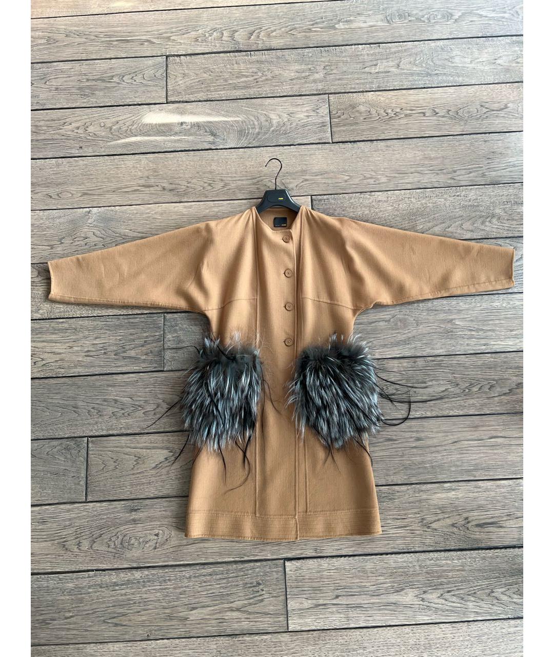 FENDI Горчичное шерстяное пальто, фото 2