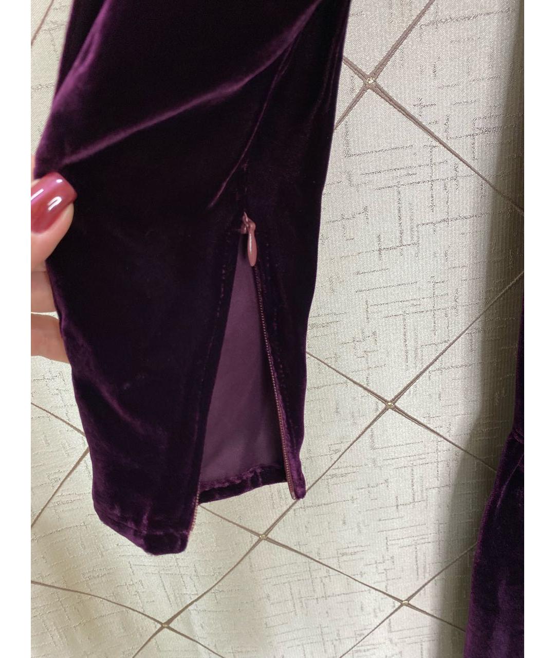 EMANUEL UNGARO Бордовое бархатное повседневное платье, фото 4