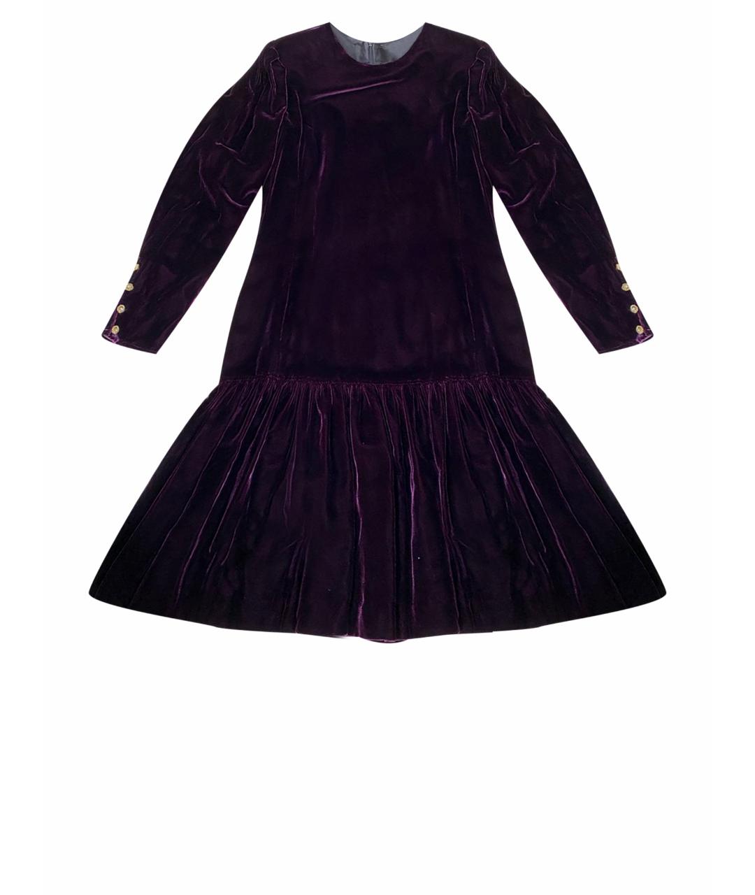 EMANUEL UNGARO Бордовое бархатное повседневное платье, фото 1