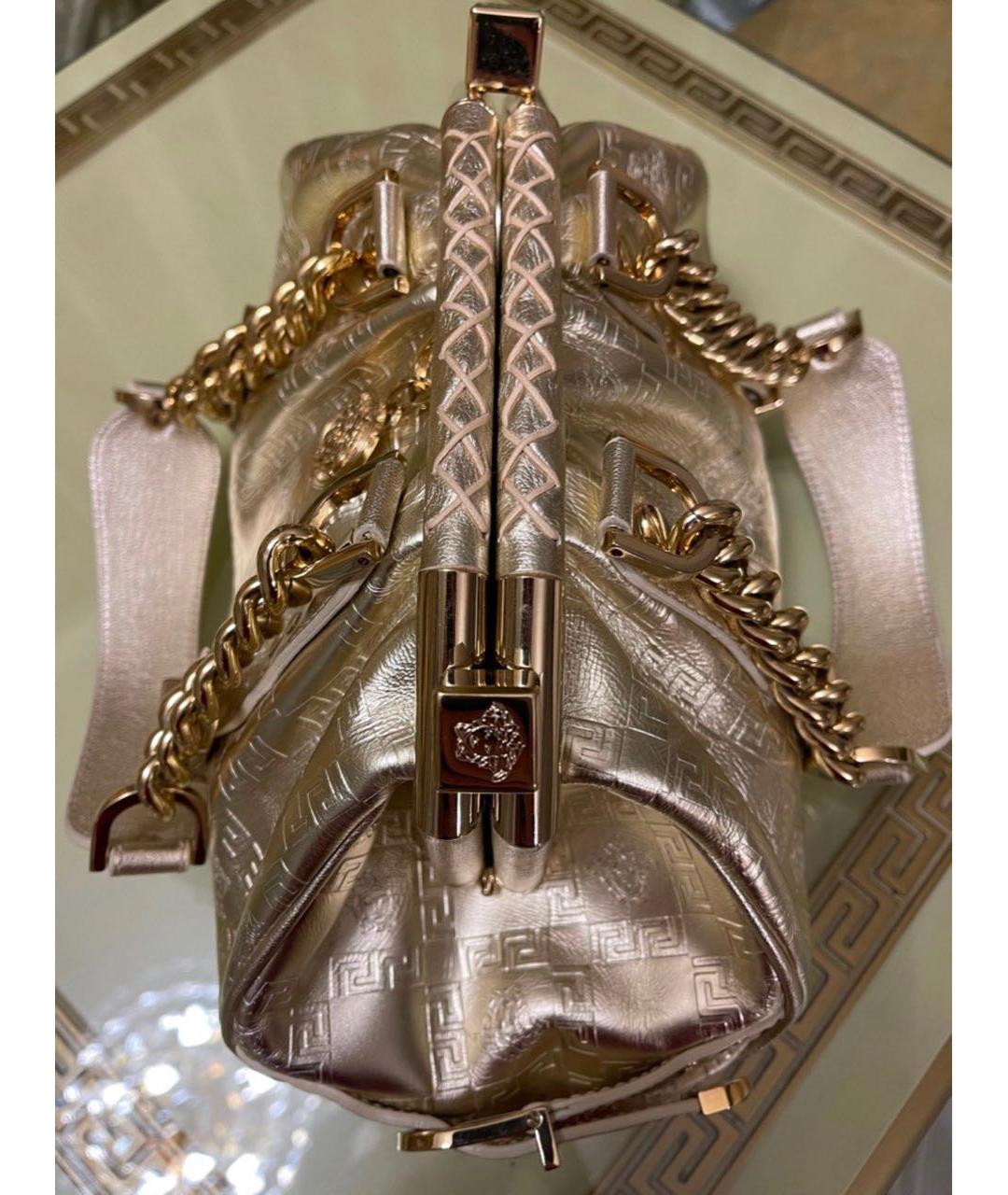 VERSACE Золотая кожаная сумка тоут, фото 2