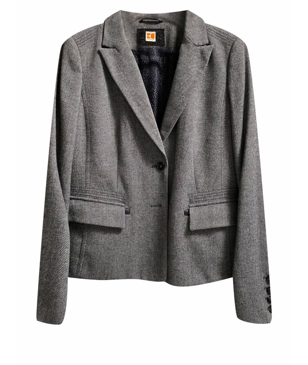HUGO BOSS Серый шерстяной жакет/пиджак, фото 1