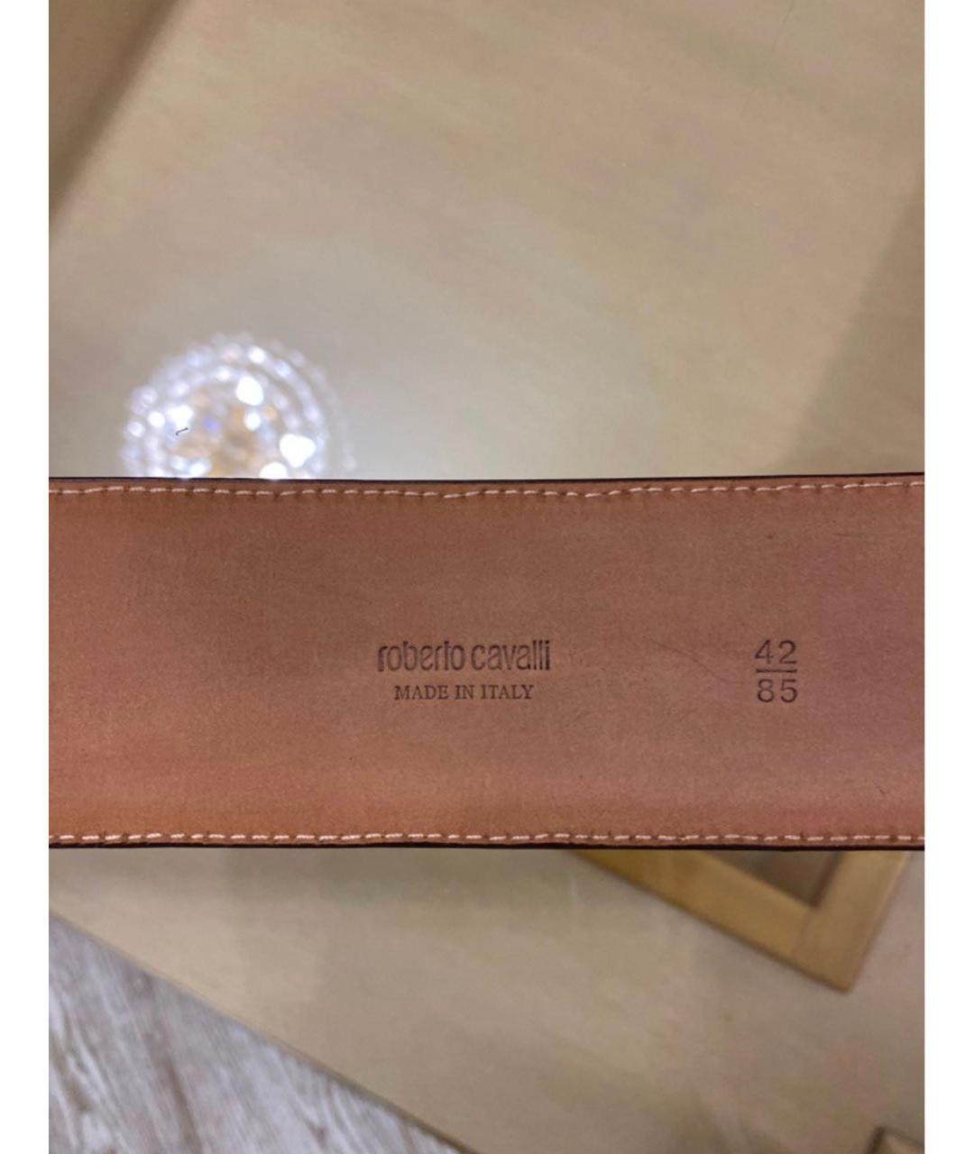 ROBERTO CAVALLI Золотой кожаный ремень, фото 3