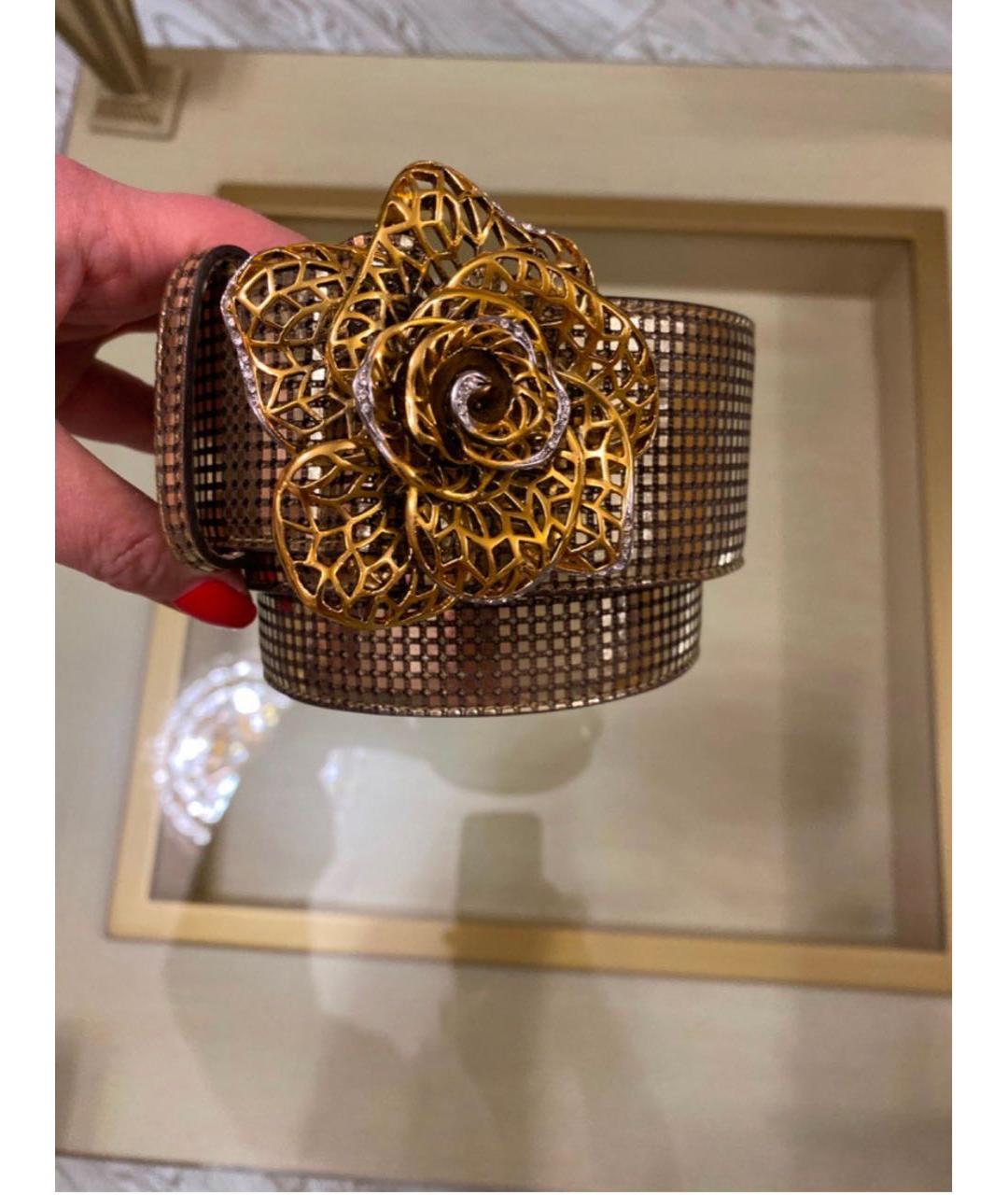 ROBERTO CAVALLI Золотой кожаный ремень, фото 5
