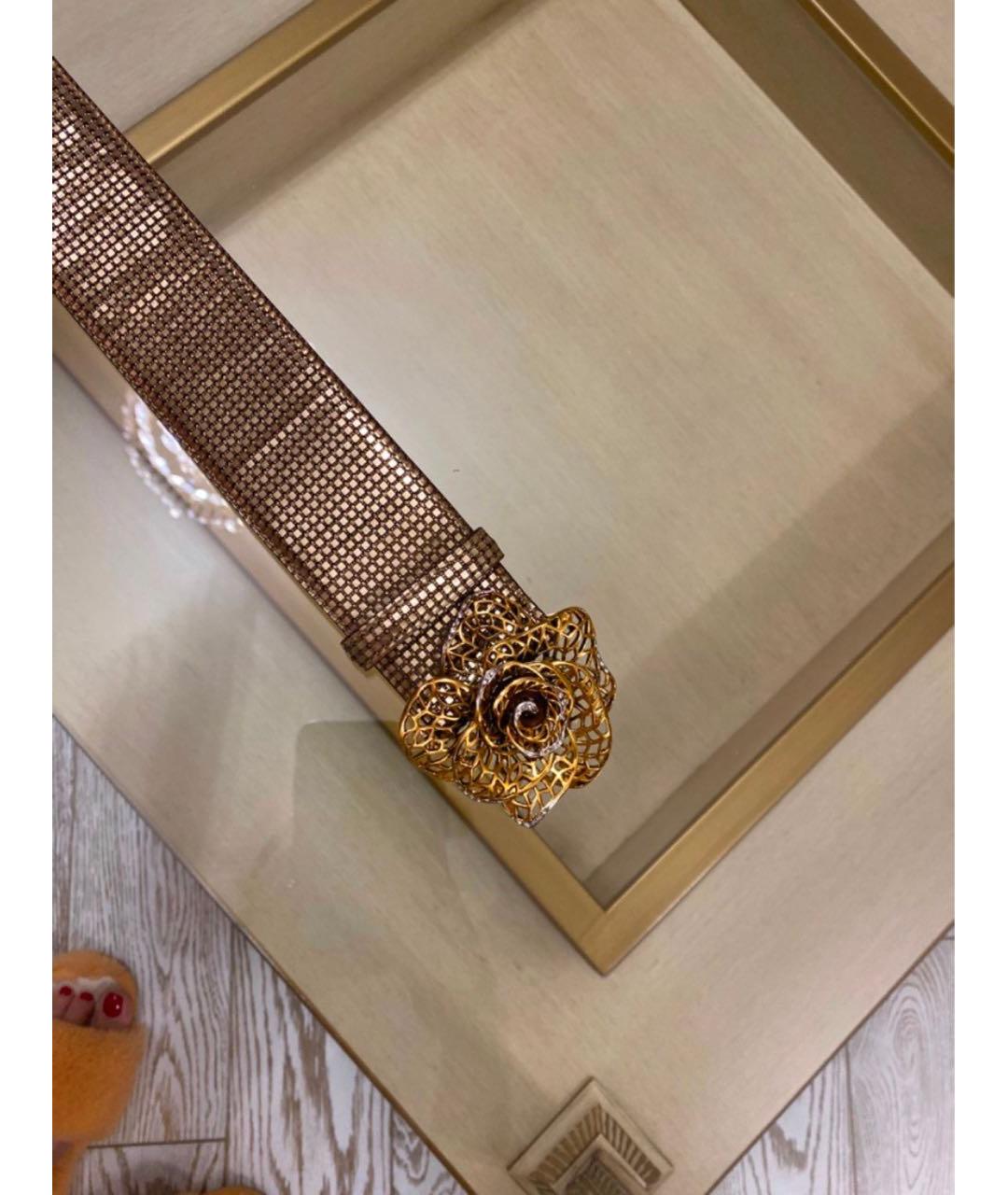 ROBERTO CAVALLI Золотой кожаный ремень, фото 4