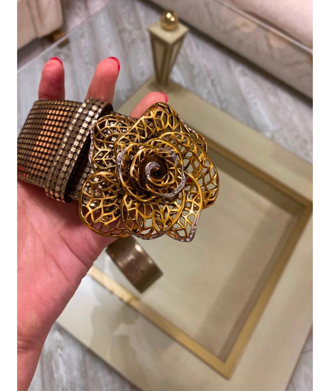 ROBERTO CAVALLI Золотой кожаный ремень, фото 2