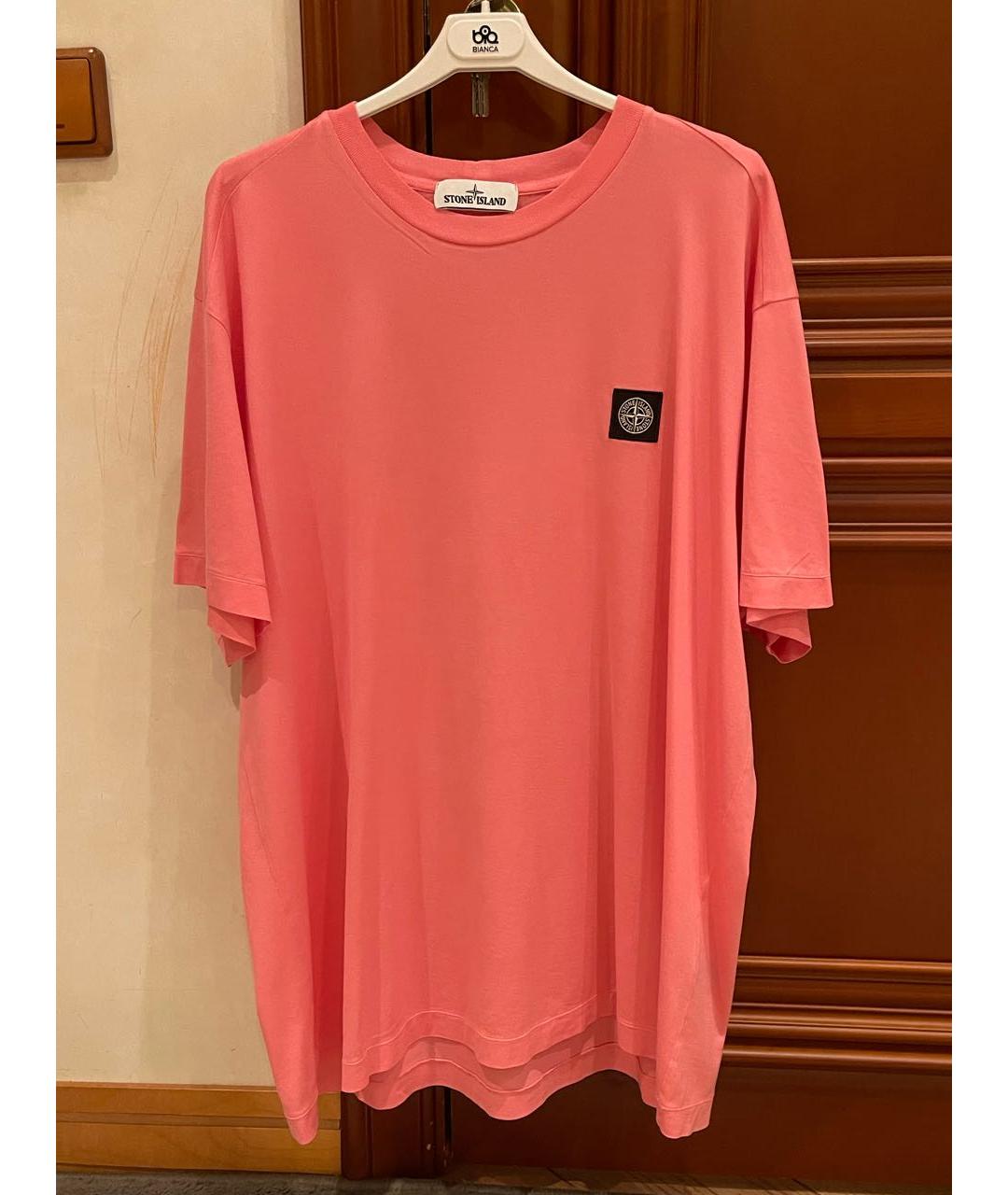 STONE ISLAND Розовая хлопковая футболка, фото 5
