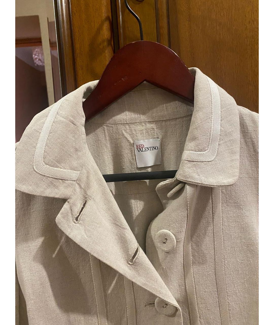 RED VALENTINO Бежевое льняное пальто, фото 5