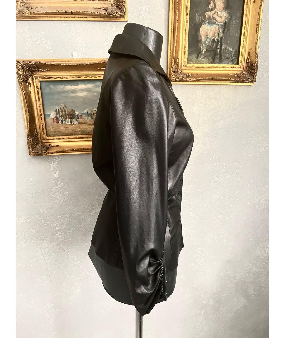 ROBERTO CAVALLI Черная кожаная куртка, фото 2