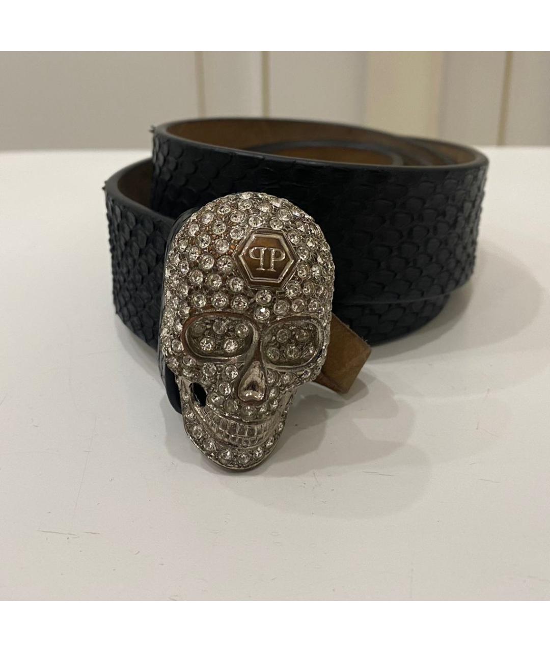 PHILIPP PLEIN Черный кожаный ремень, фото 4