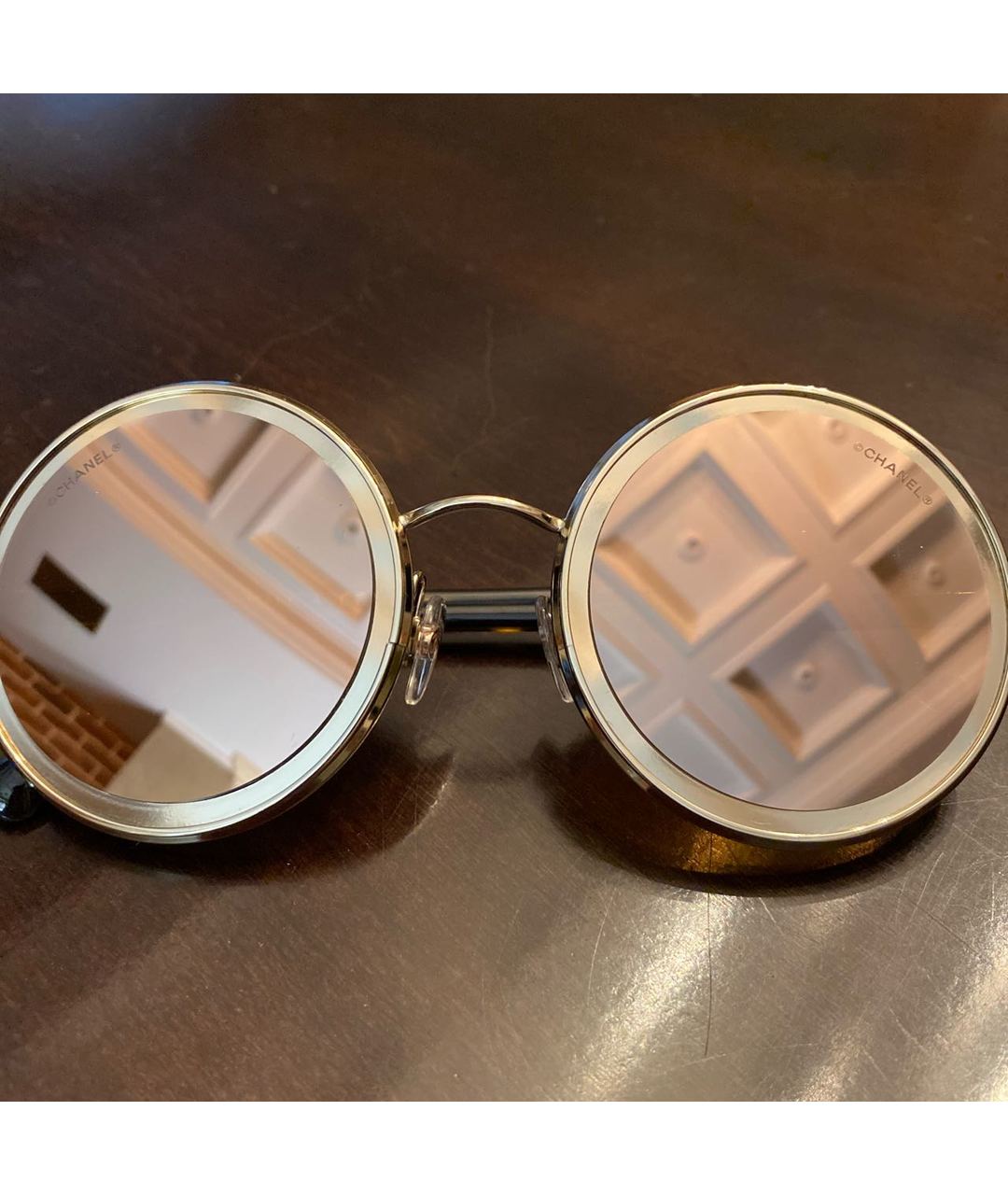 CHANEL PRE-OWNED Золотые металлические солнцезащитные очки, фото 6