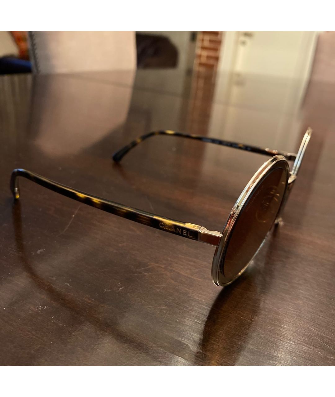 CHANEL PRE-OWNED Золотые металлические солнцезащитные очки, фото 3