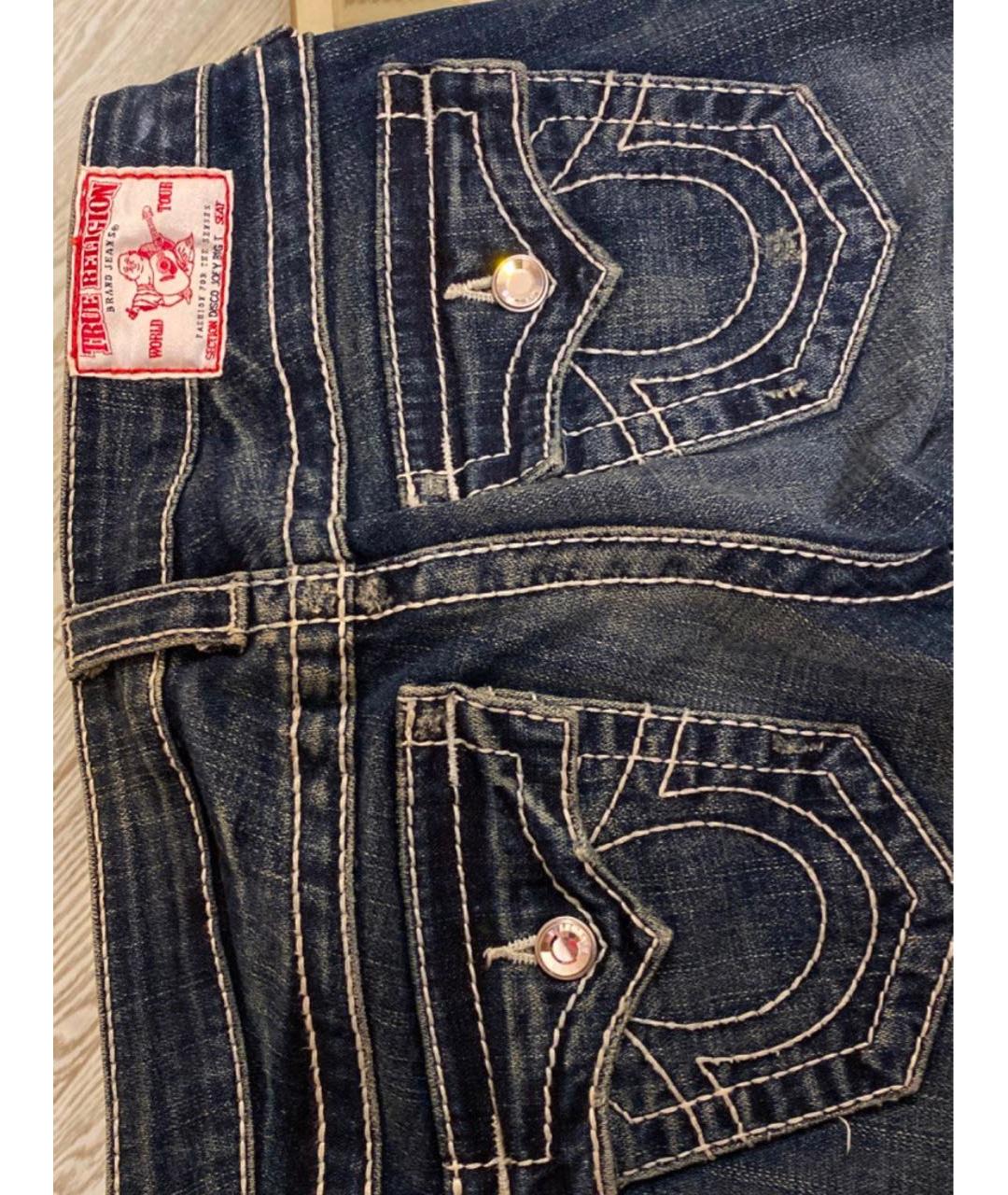 TRUE RELIGION Темно-синие хлопковые джинсы клеш, фото 4