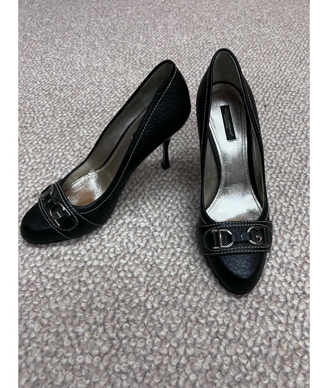 DOLCE&GABBANA Черные кожаные туфли, фото 3