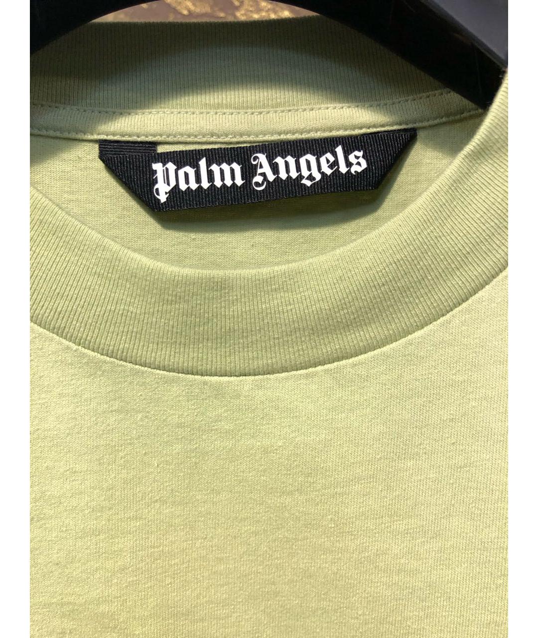 PALM ANGELS Салатовая хлопковая футболка, фото 6
