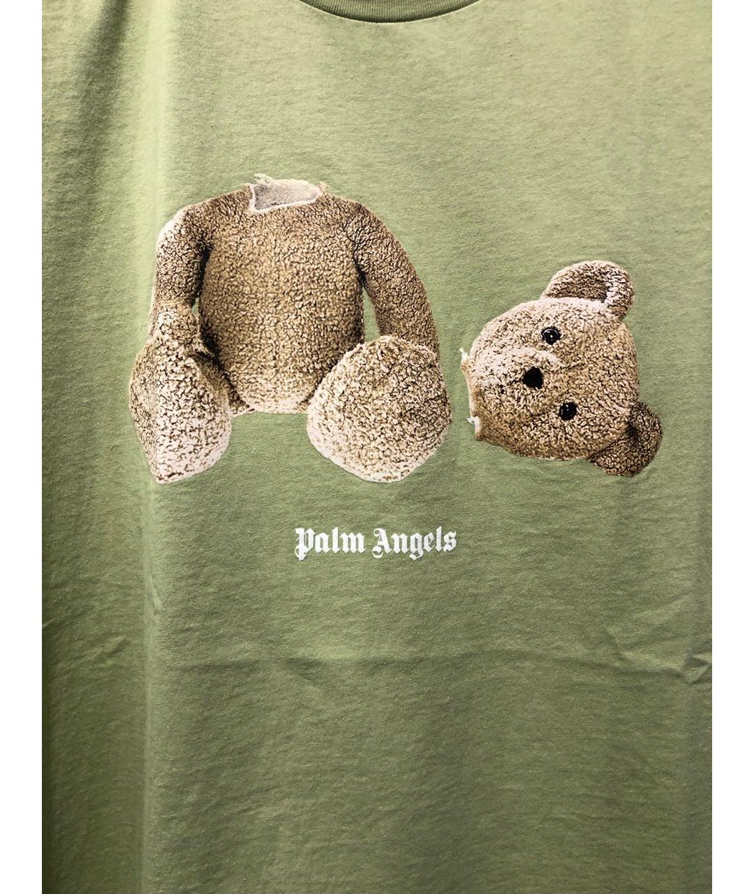 PALM ANGELS Салатовая хлопковая футболка, фото 4