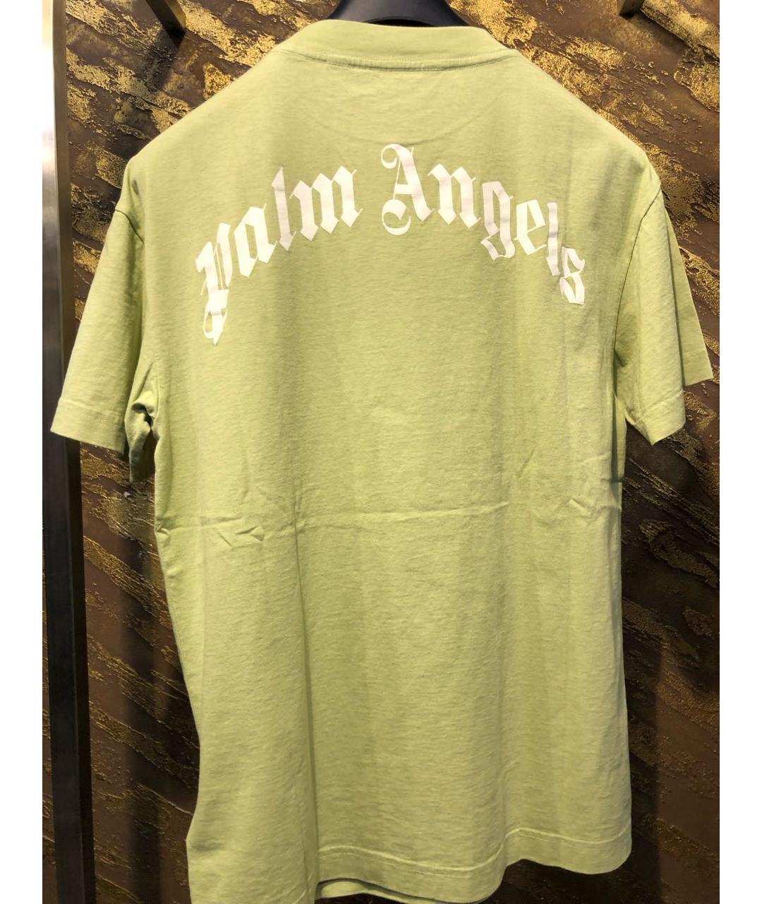 PALM ANGELS Салатовая хлопковая футболка, фото 2