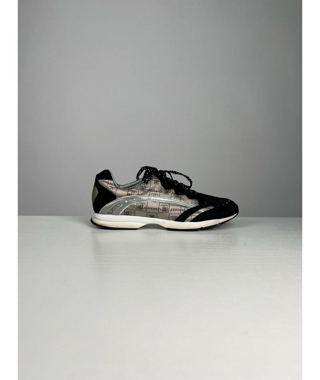 CHANEL PRE-OWNED Бежевые текстильные кроссовки, фото 8