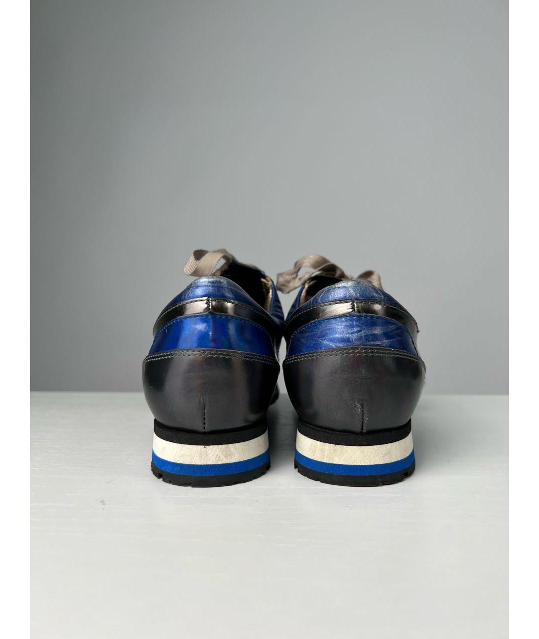 LANVIN Синие кожаные кроссовки, фото 4