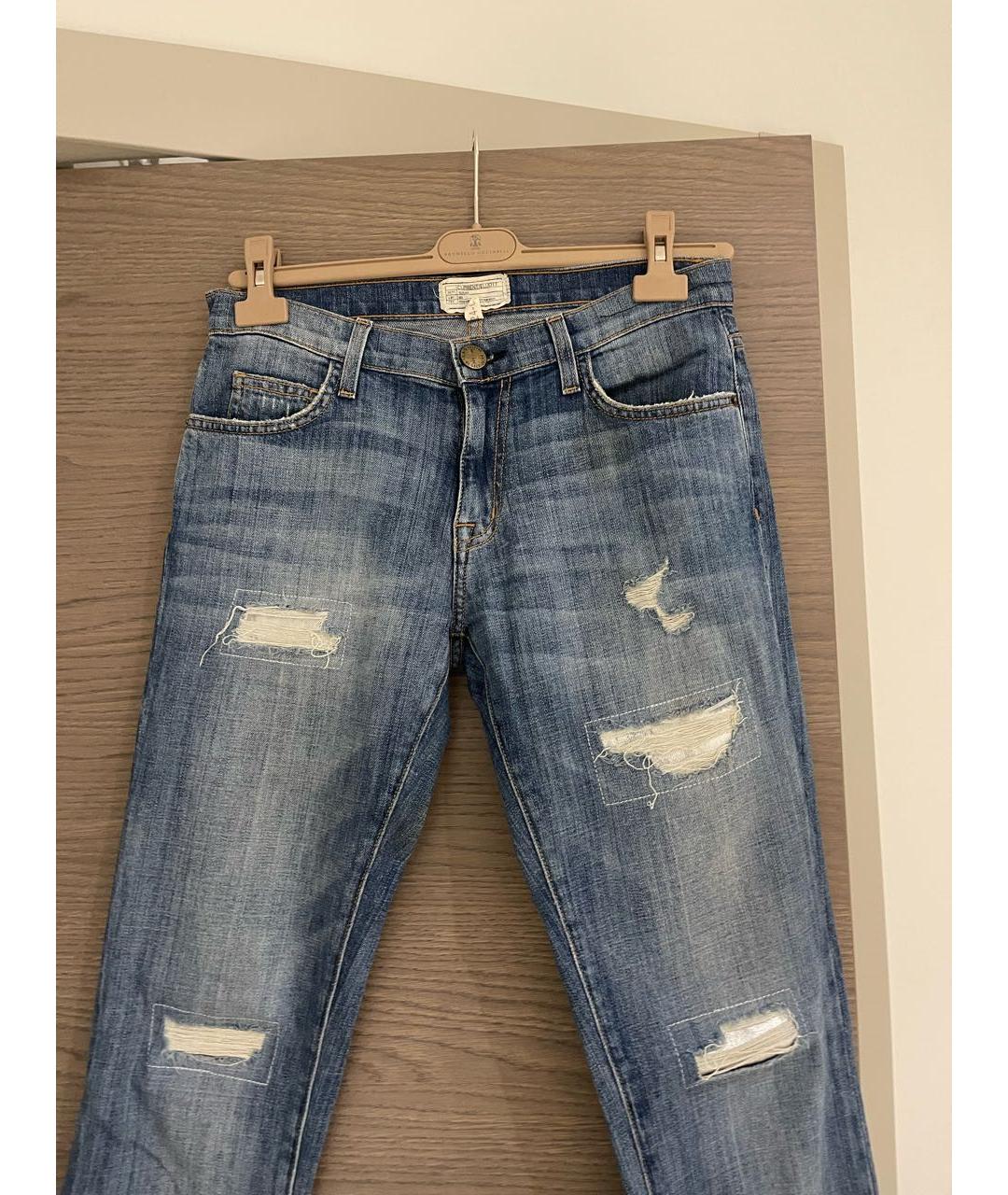 CURRENT/ELLIOTT Голубые хлопковые прямые джинсы, фото 3