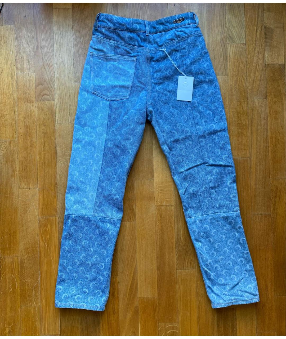 MARINE SERRE Голубые хлопковые прямые джинсы, фото 3