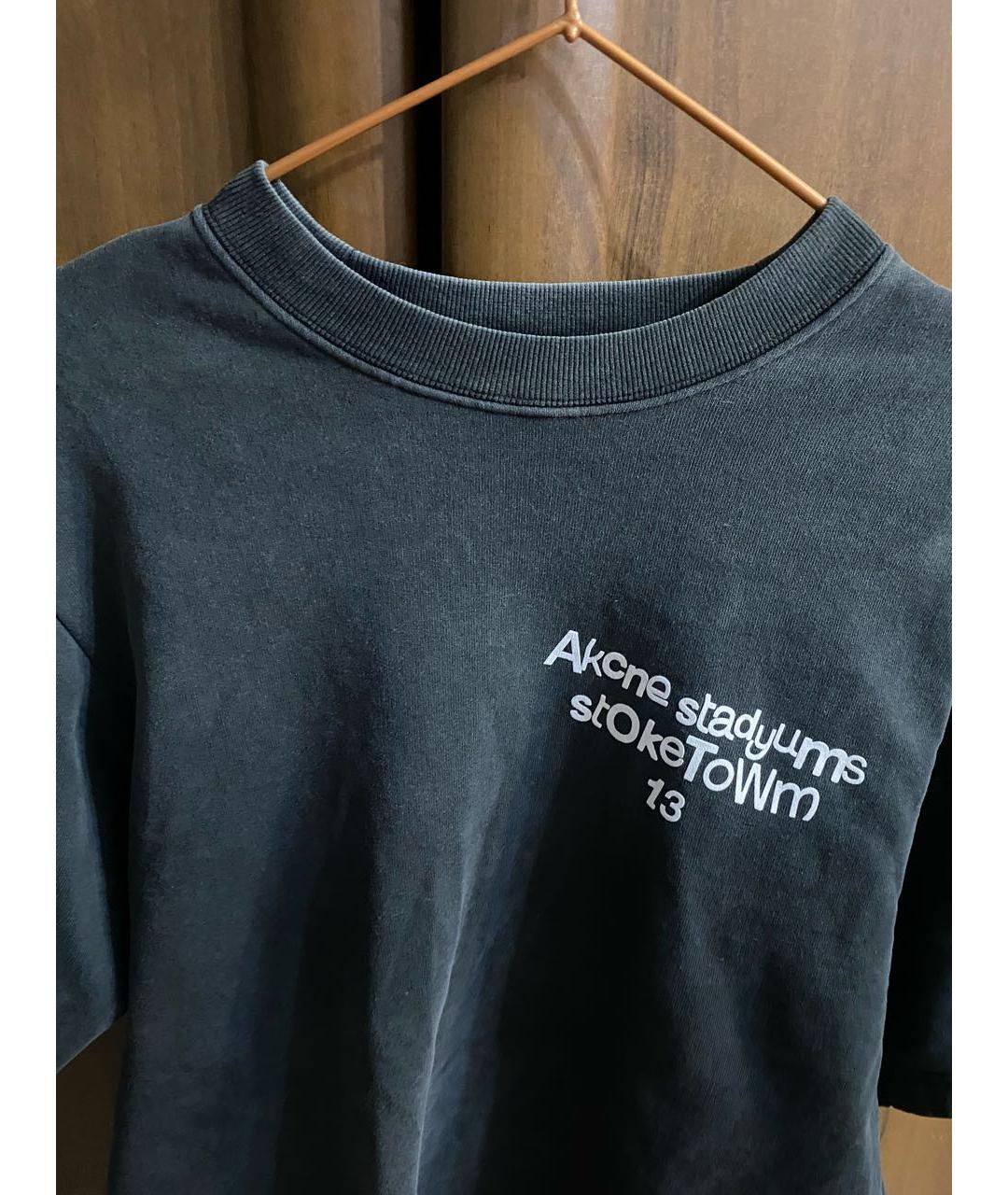 ACNE STUDIOS Антрацитовая хлопковая футболка, фото 3