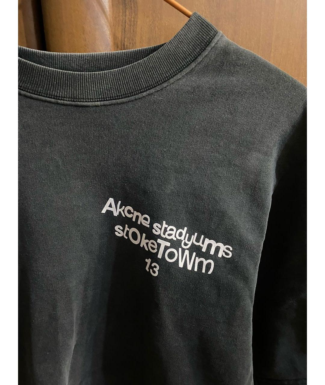 ACNE STUDIOS Антрацитовая хлопковая футболка, фото 4