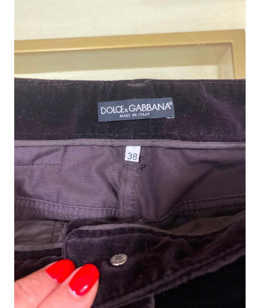 DOLCE&GABBANA Черные бархатные прямые брюки, фото 5