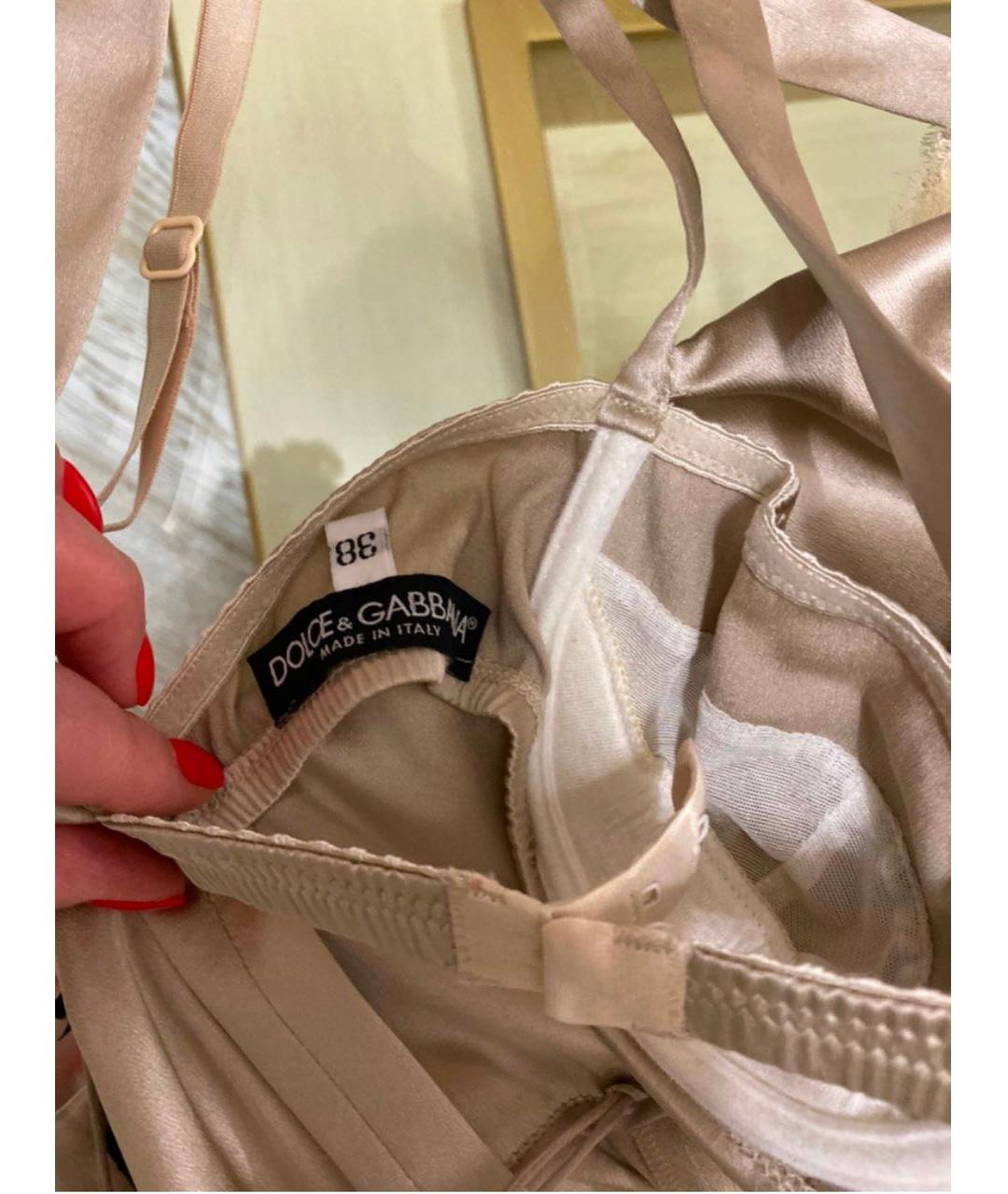 DOLCE&GABBANA Бежевое шелковое вечернее платье, фото 3