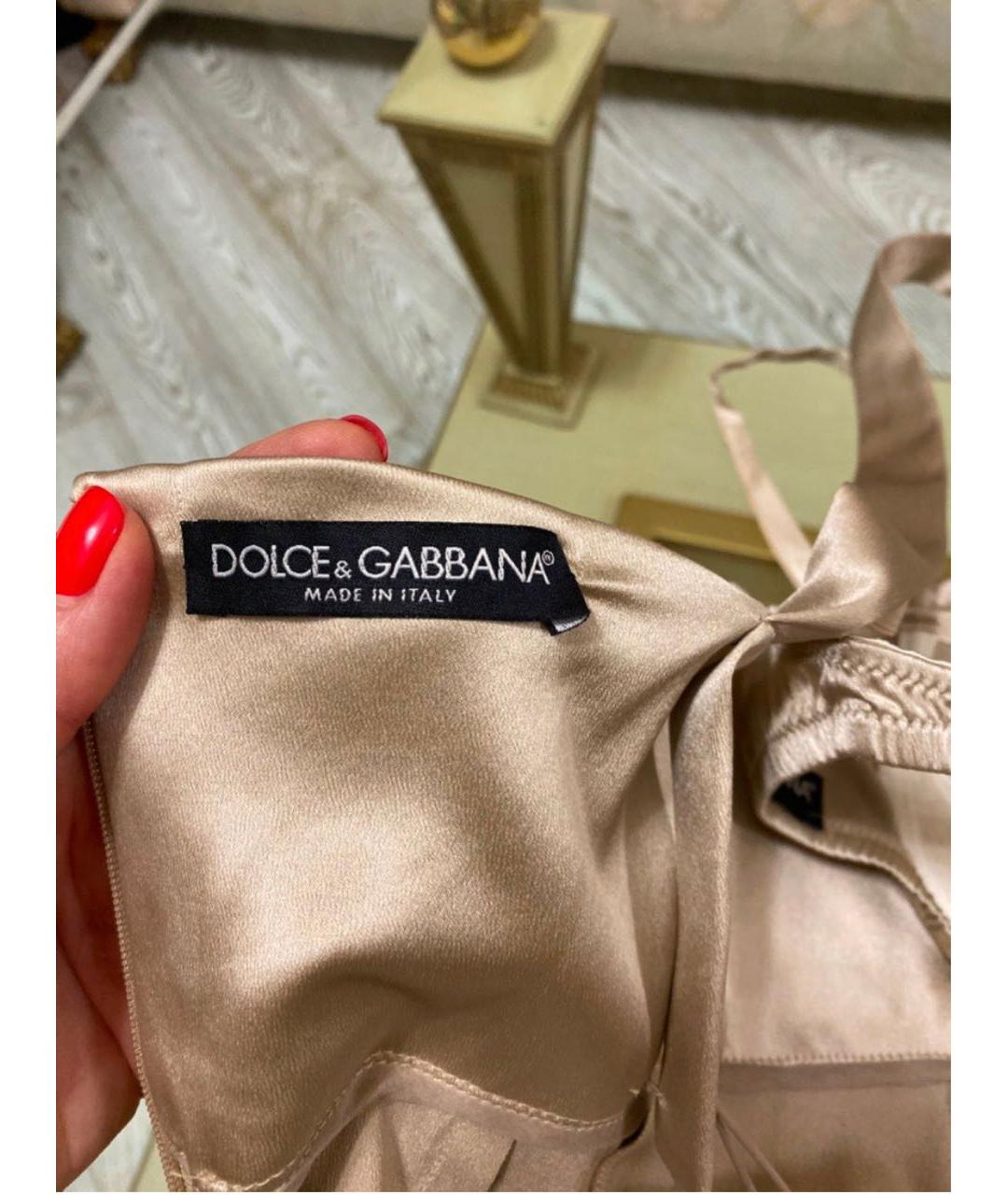 DOLCE&GABBANA Бежевое шелковое вечернее платье, фото 2
