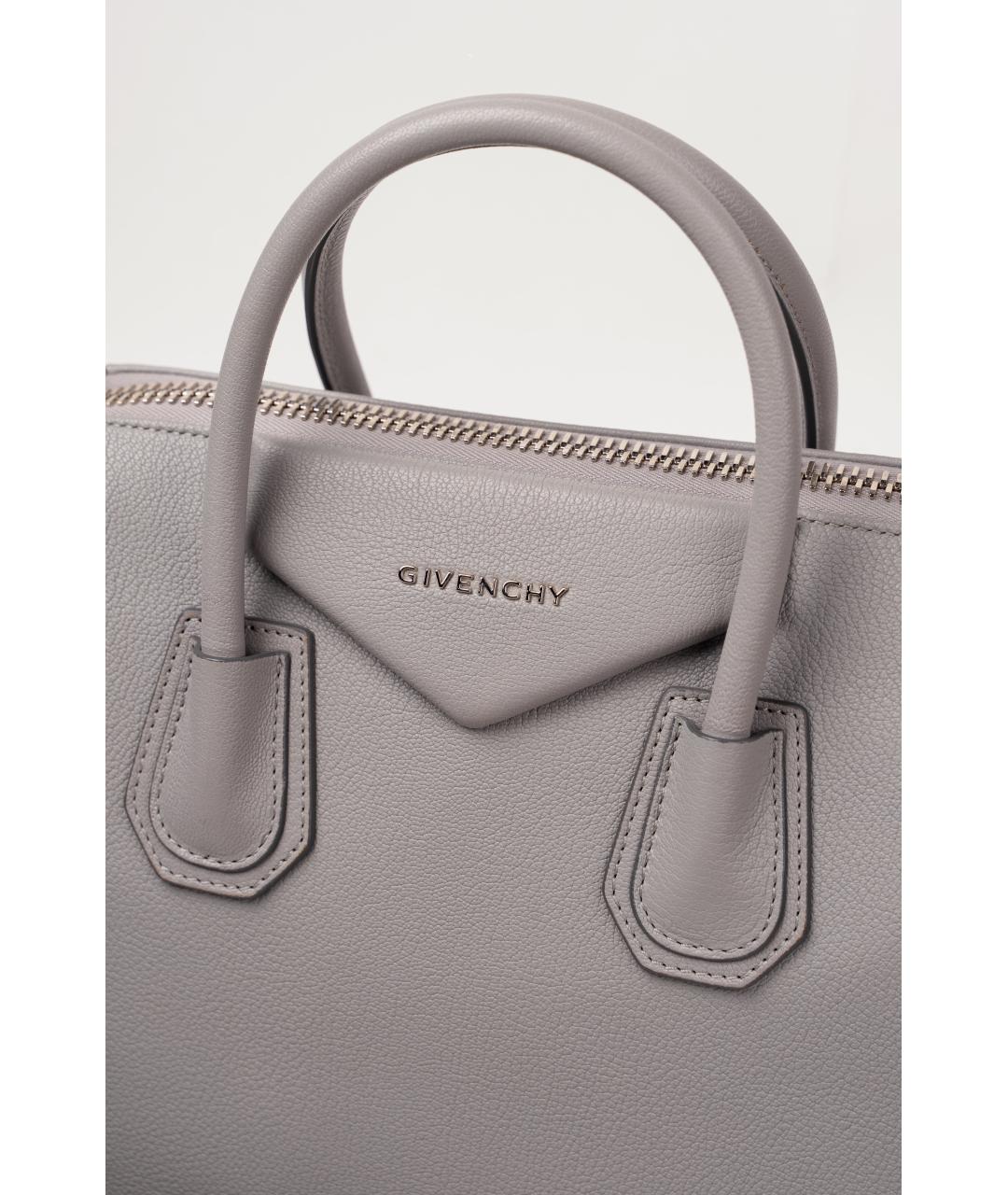 GIVENCHY Серая кожаная сумка с короткими ручками, фото 4
