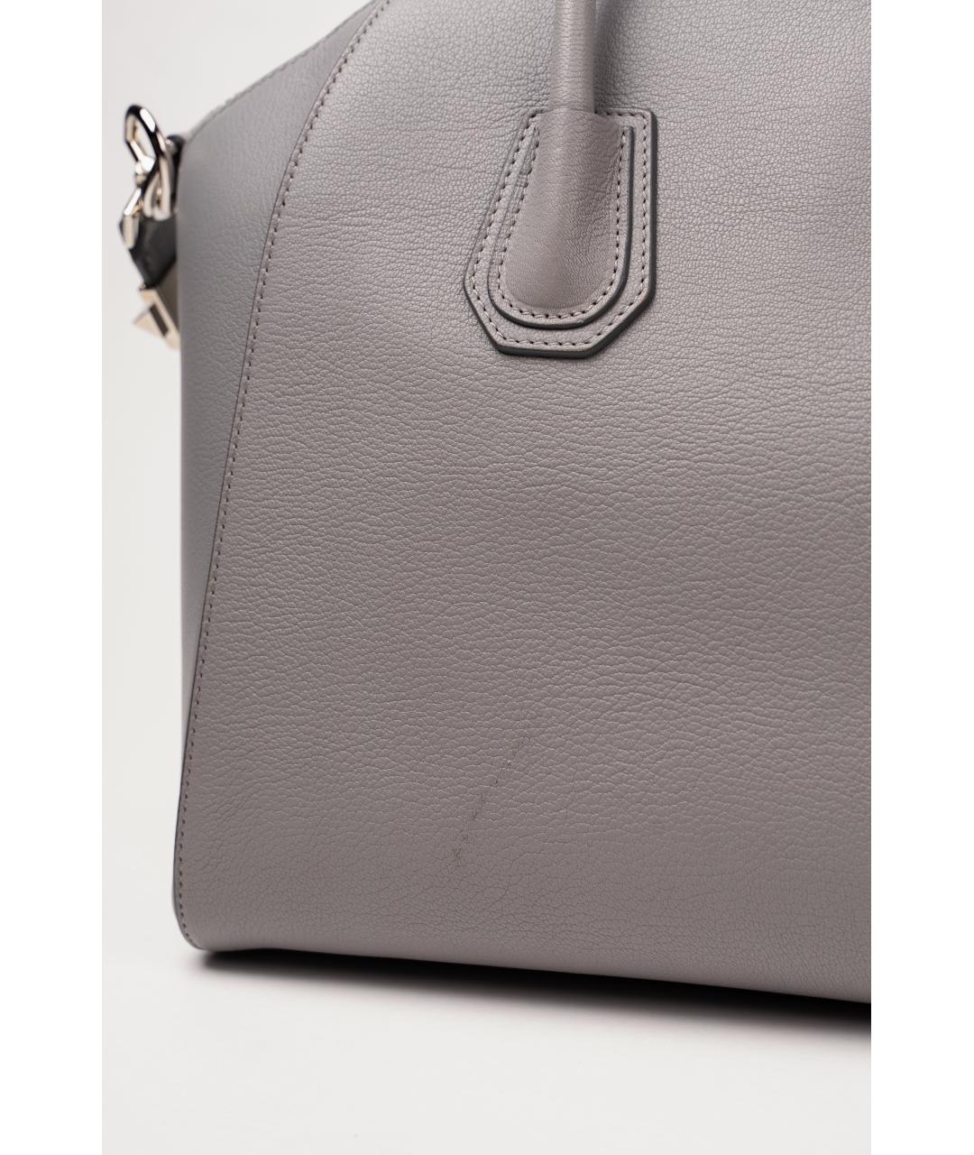 GIVENCHY Серая кожаная сумка с короткими ручками, фото 6