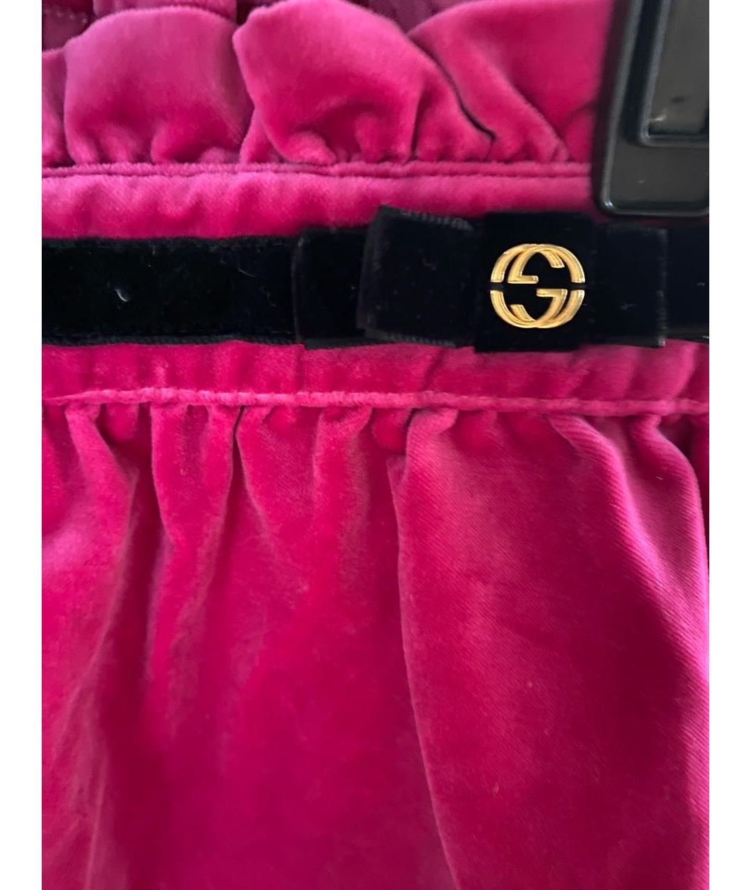 GUCCI Розовая бархатная юбка, фото 3