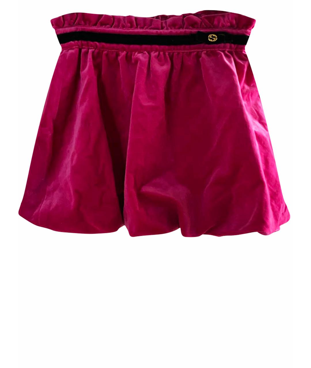 GUCCI Розовая бархатная юбка, фото 1