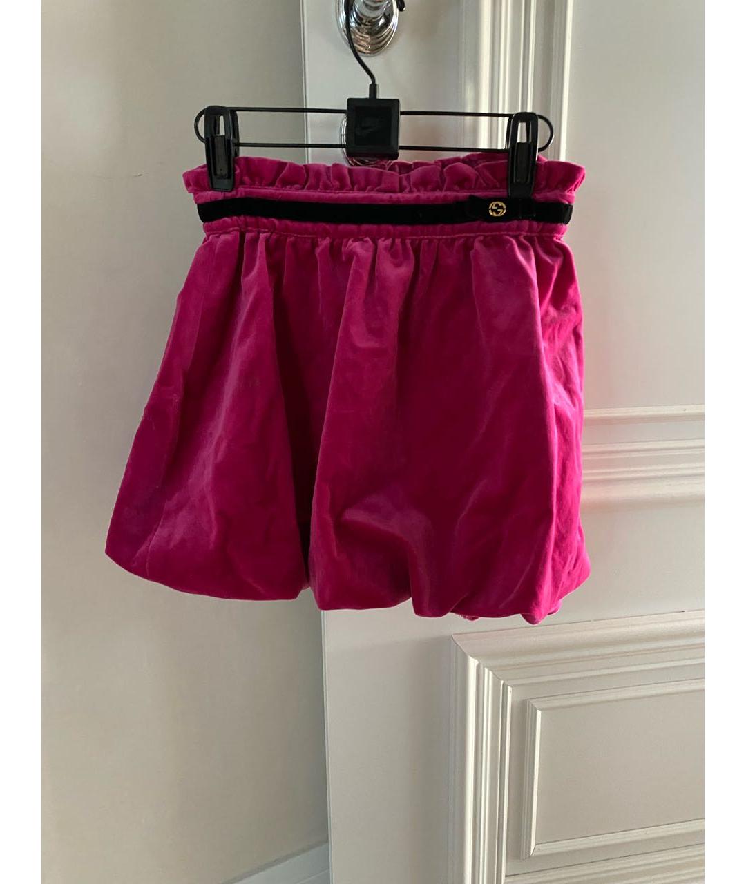 GUCCI Розовая бархатная юбка, фото 6