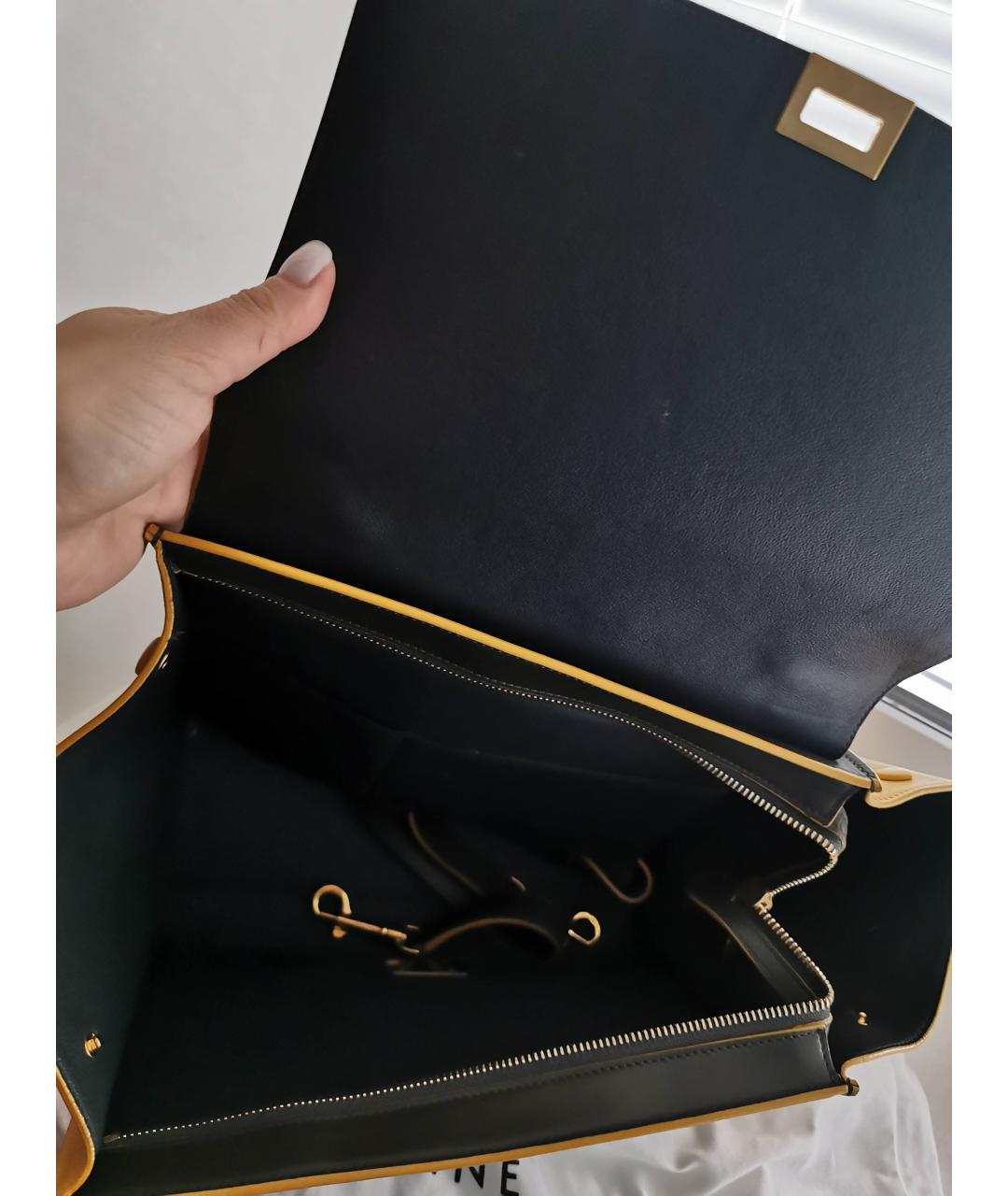 CELINE PRE-OWNED Хаки кожаная сумка с короткими ручками, фото 4