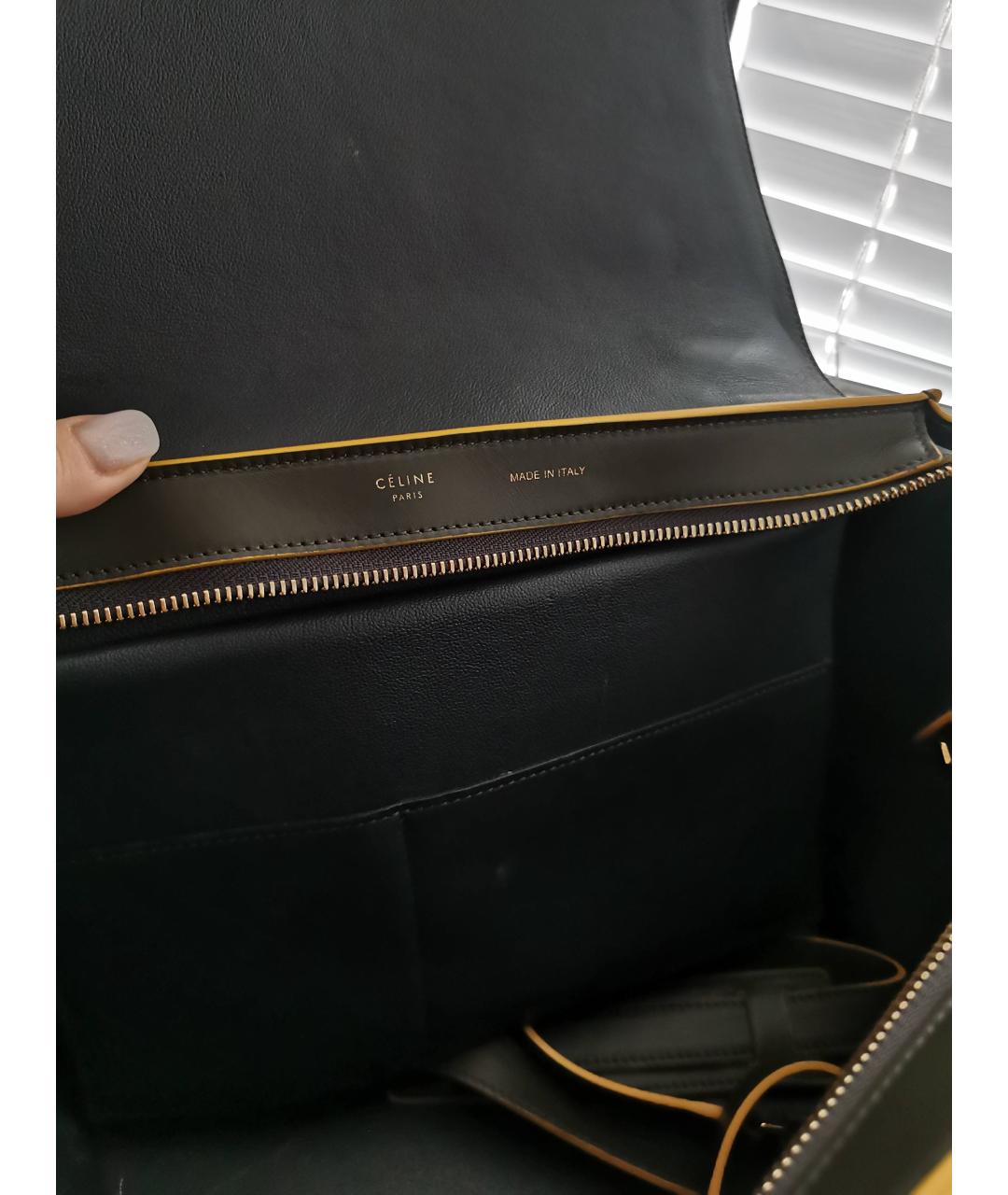 CELINE PRE-OWNED Хаки кожаная сумка с короткими ручками, фото 5