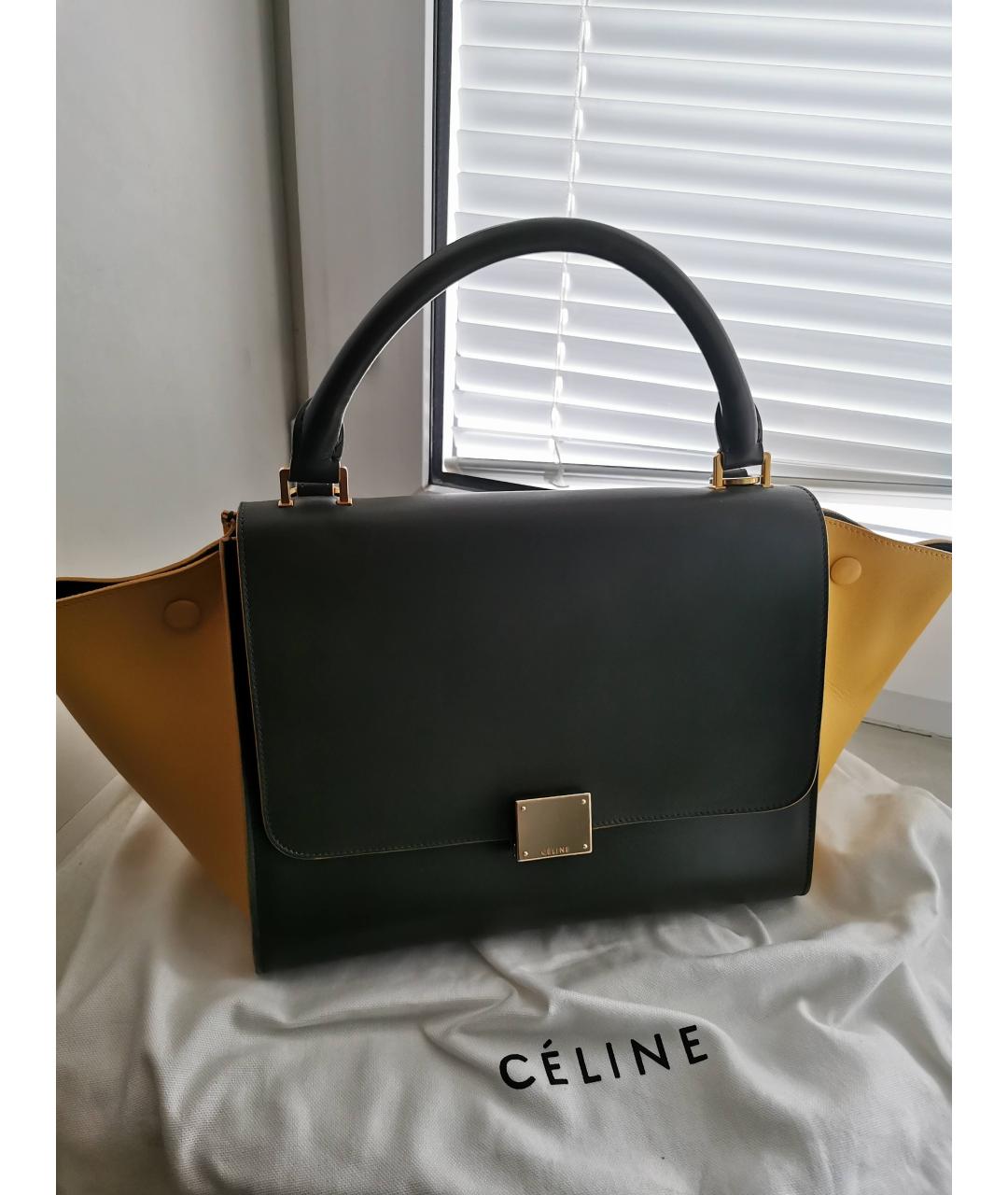 CELINE PRE-OWNED Хаки кожаная сумка с короткими ручками, фото 6