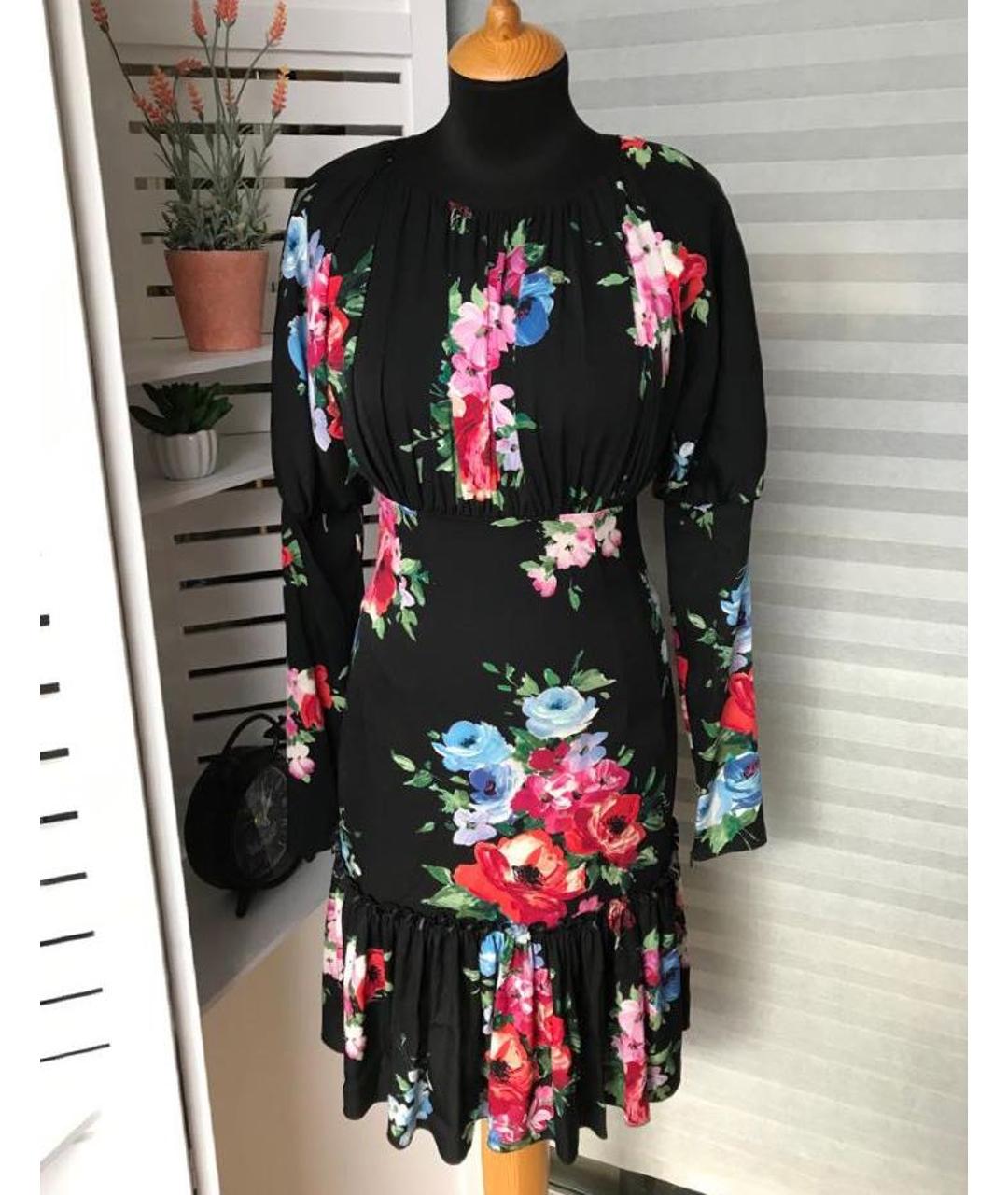 DOLCE&GABBANA Мульти шелковое коктейльное платье, фото 9