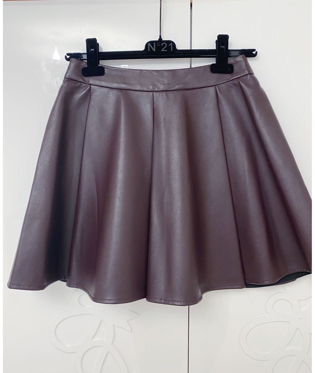 MRZ Бордовая полиуретановая юбка мини, фото 4