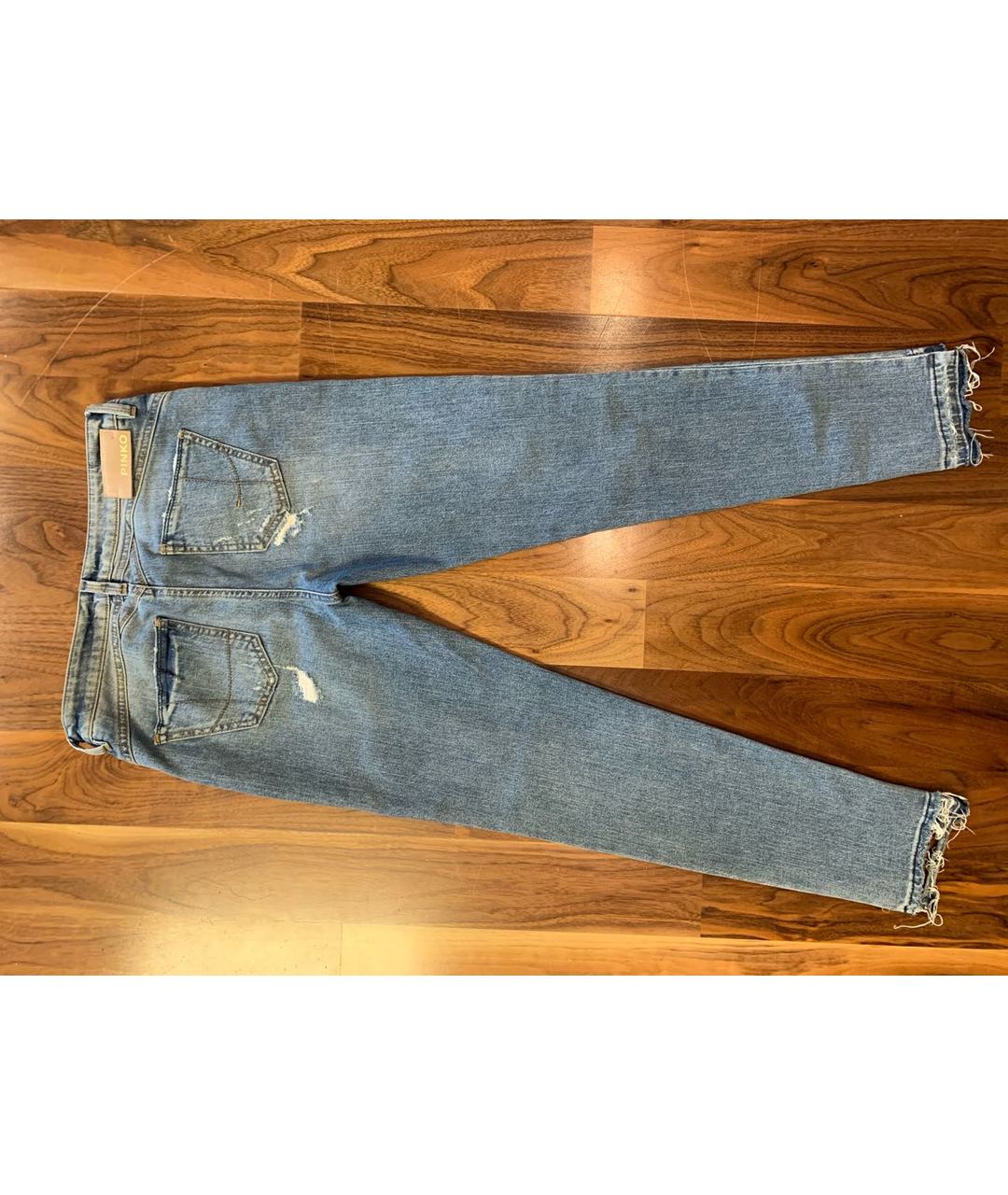 PINKO Голубые хлопко-эластановые джинсы слим, фото 2