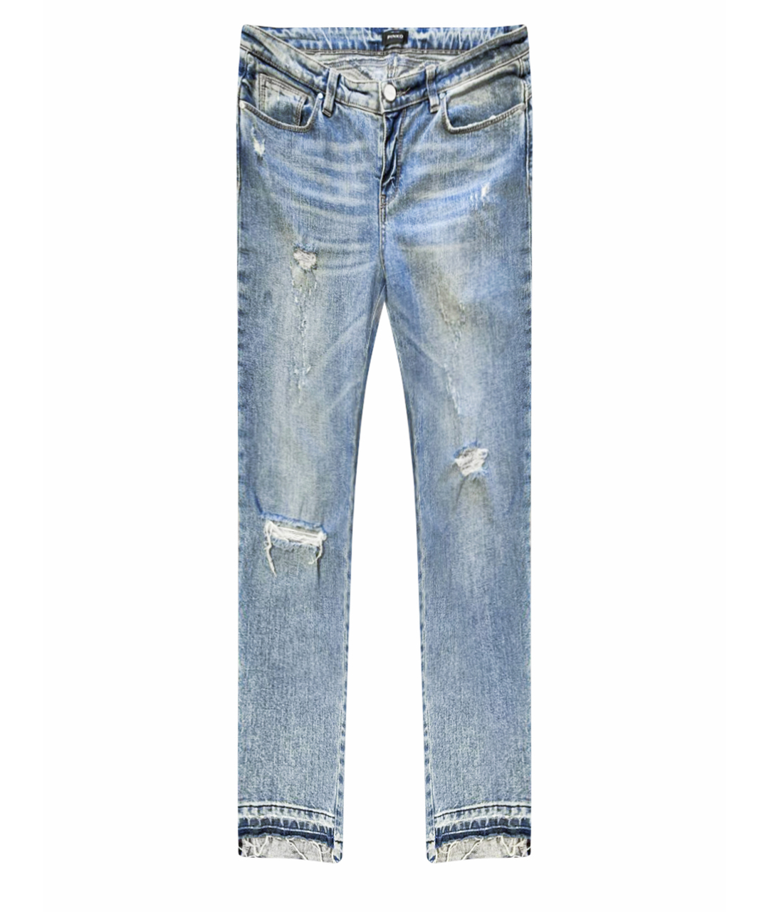 PINKO Голубые хлопко-эластановые джинсы слим, фото 1